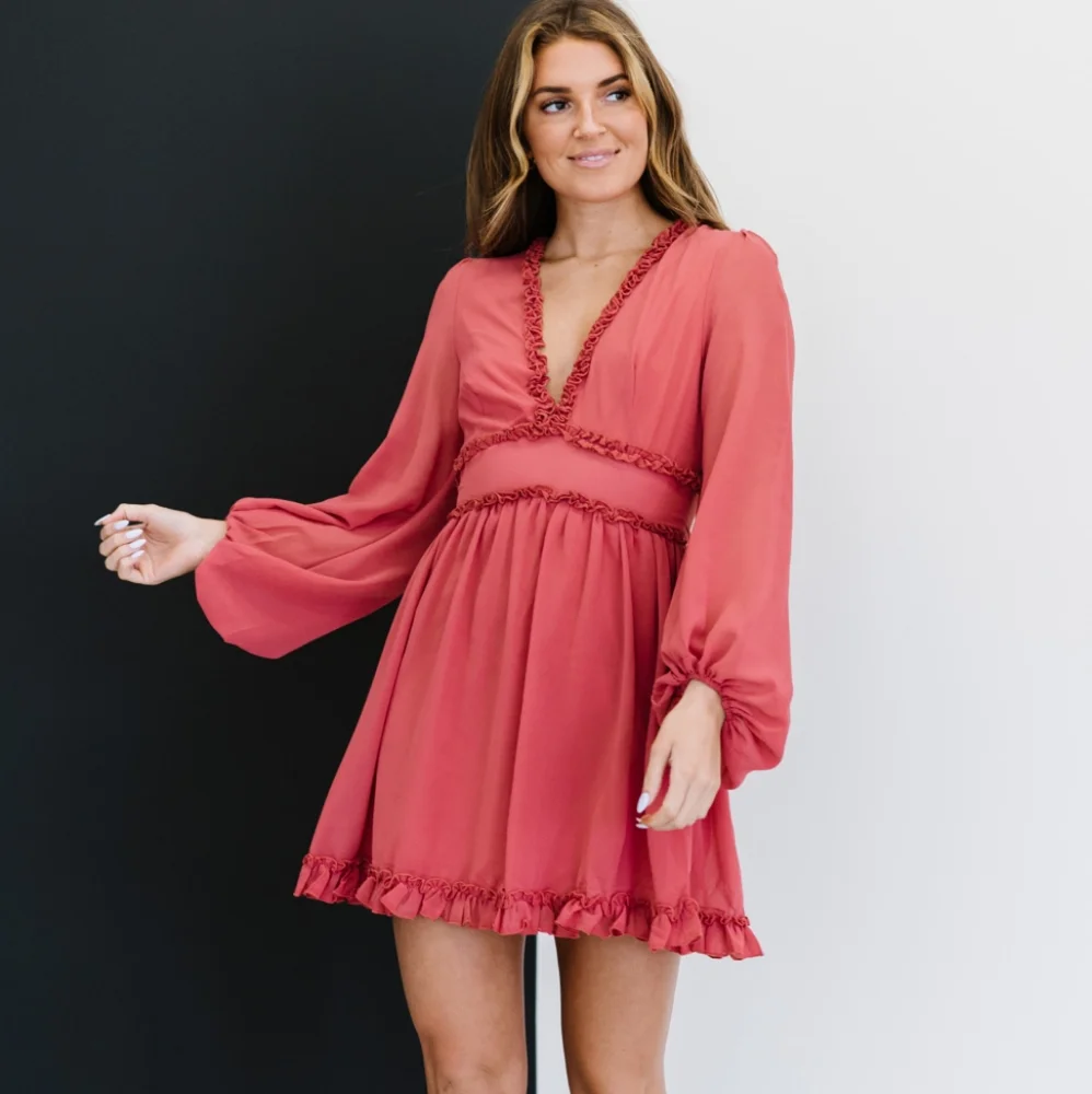 Regal Ruffles Mini Dress - Picture 2 of 5